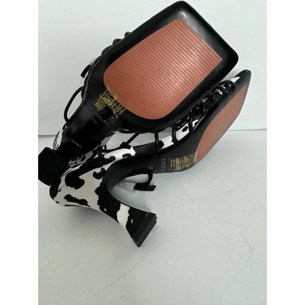 NewCaverley x Anthropologie Norman Leather Heel EU 36 US 6 Black White Strappy